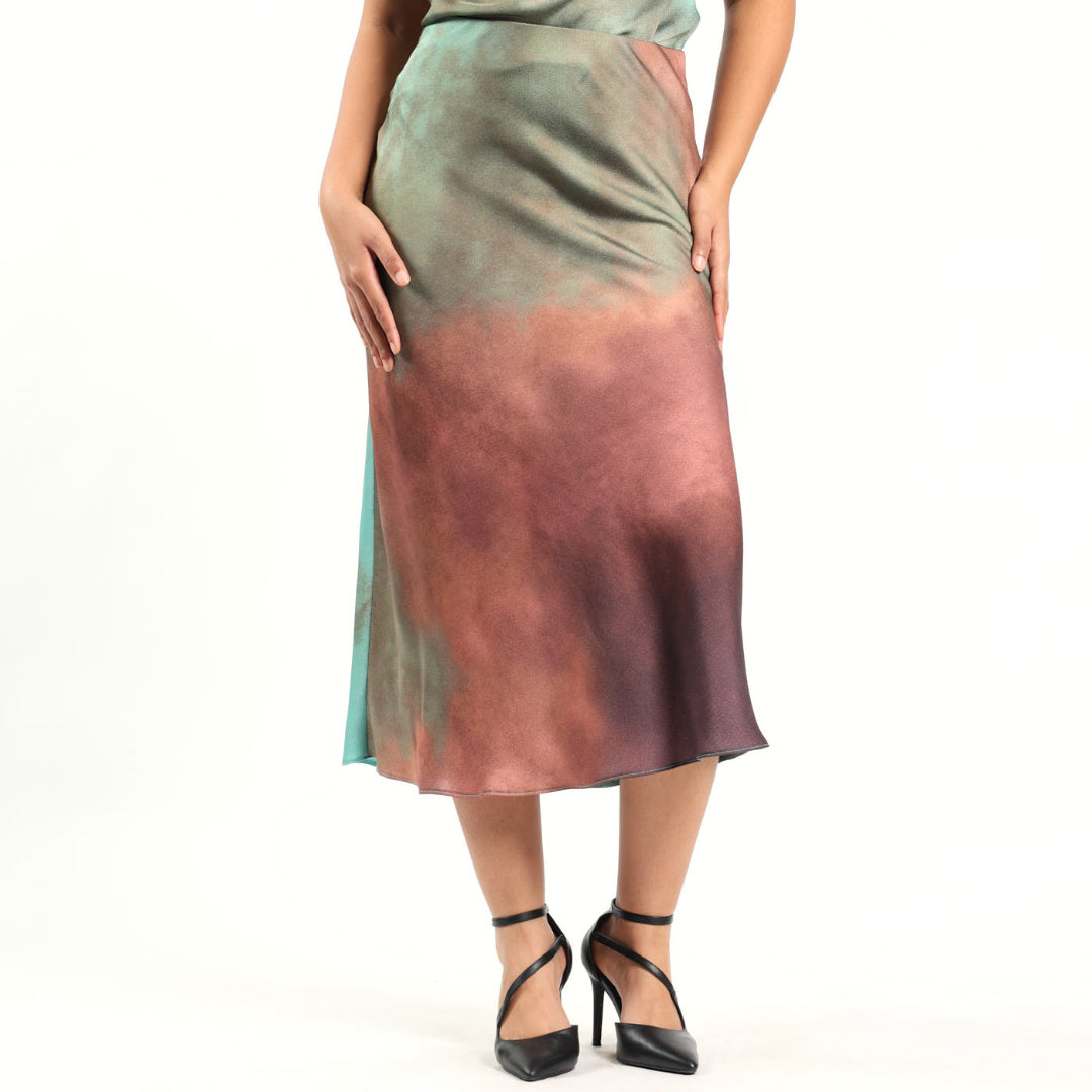 Olive Satin Skirt