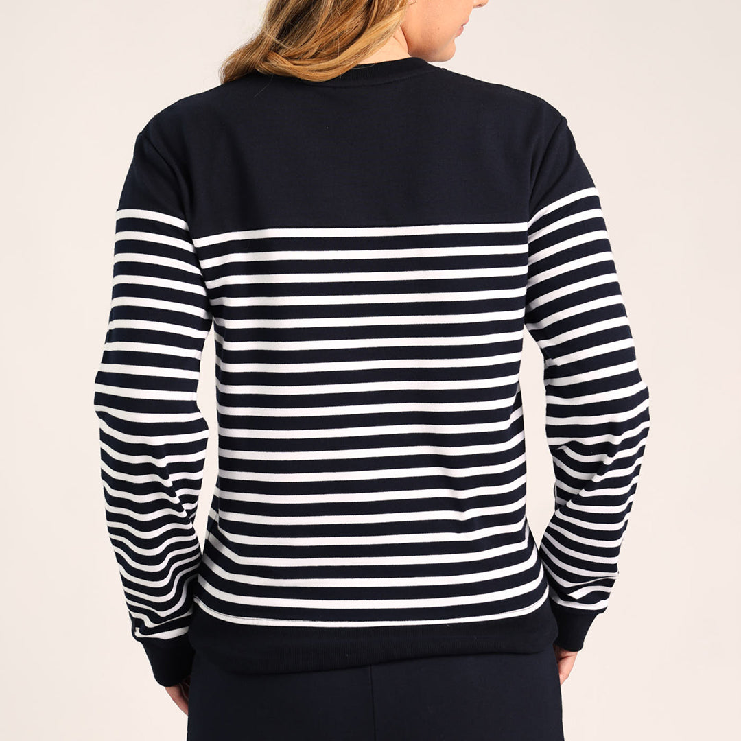 LADIES CIARRA NAVY WHITE STRIPE SWEATER