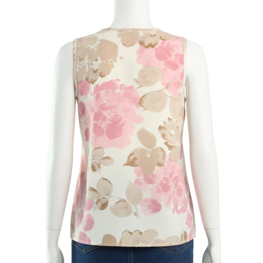 Pink/White V-Neck Top