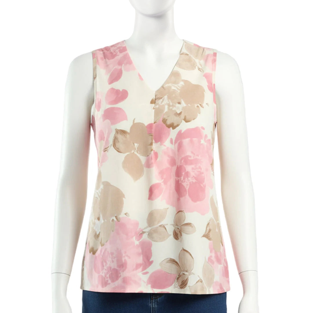 Pink/White V-Neck Top