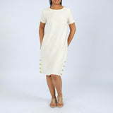 Cream Buttons Dress