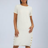 Cream Buttons Dress