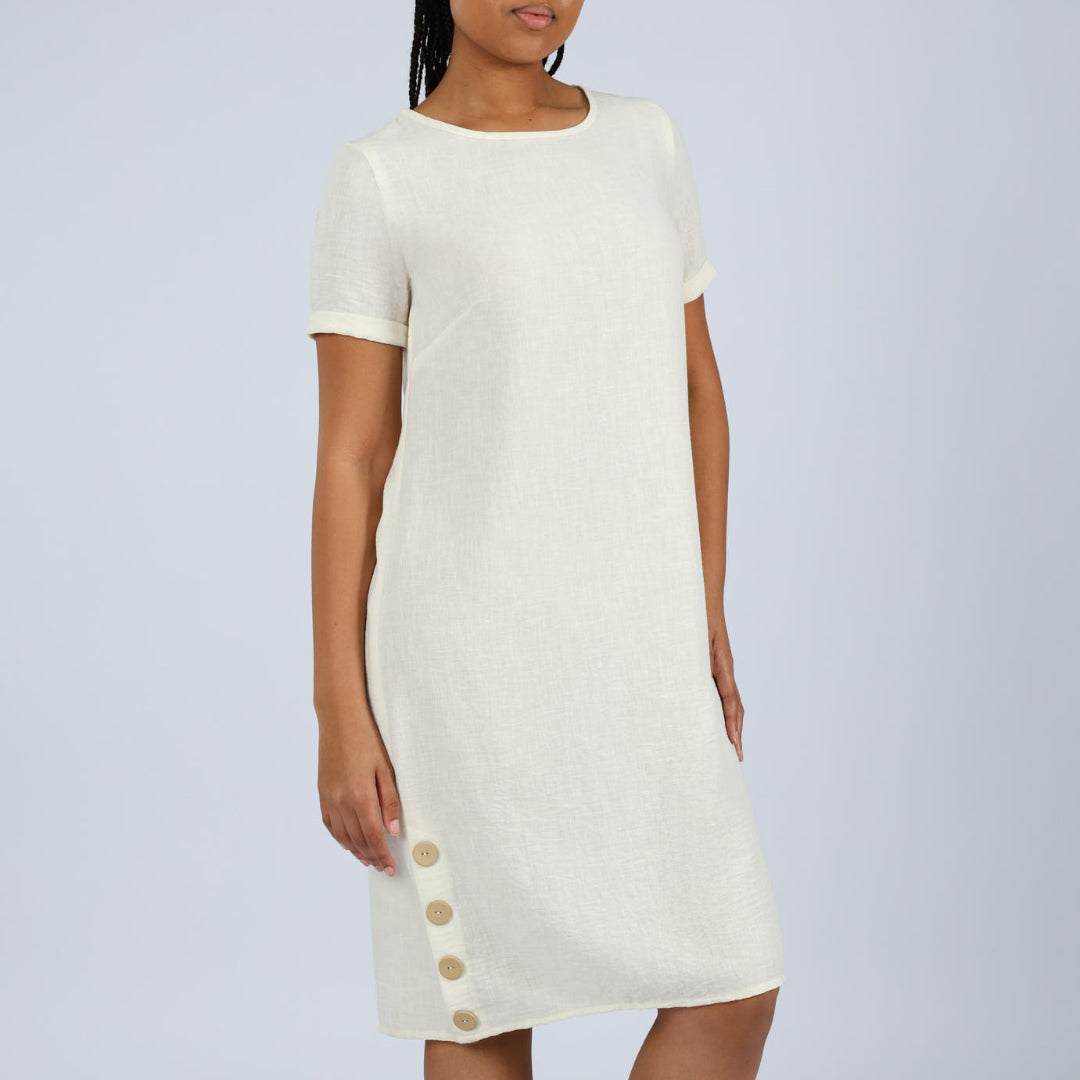 Cream Buttons Dress