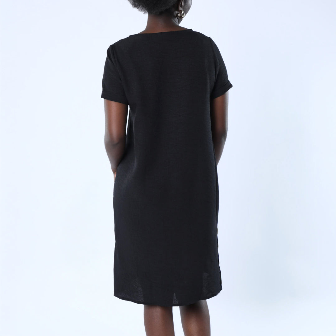 Black Button Dress