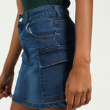 GIRLSWEAR DENIM CARGO SKIRT MED WASH