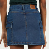 GIRLSWEAR DENIM CARGO SKIRT MED WASH