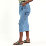 LADIES ALORA MID BLUE CARGO SKIRT