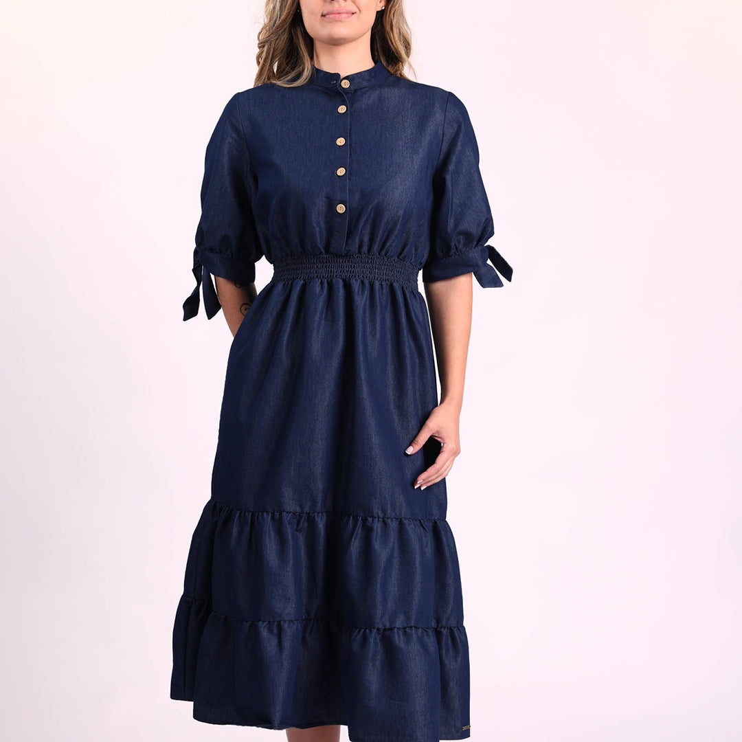 LADIES CIARRA DENIM TIERED DRESS