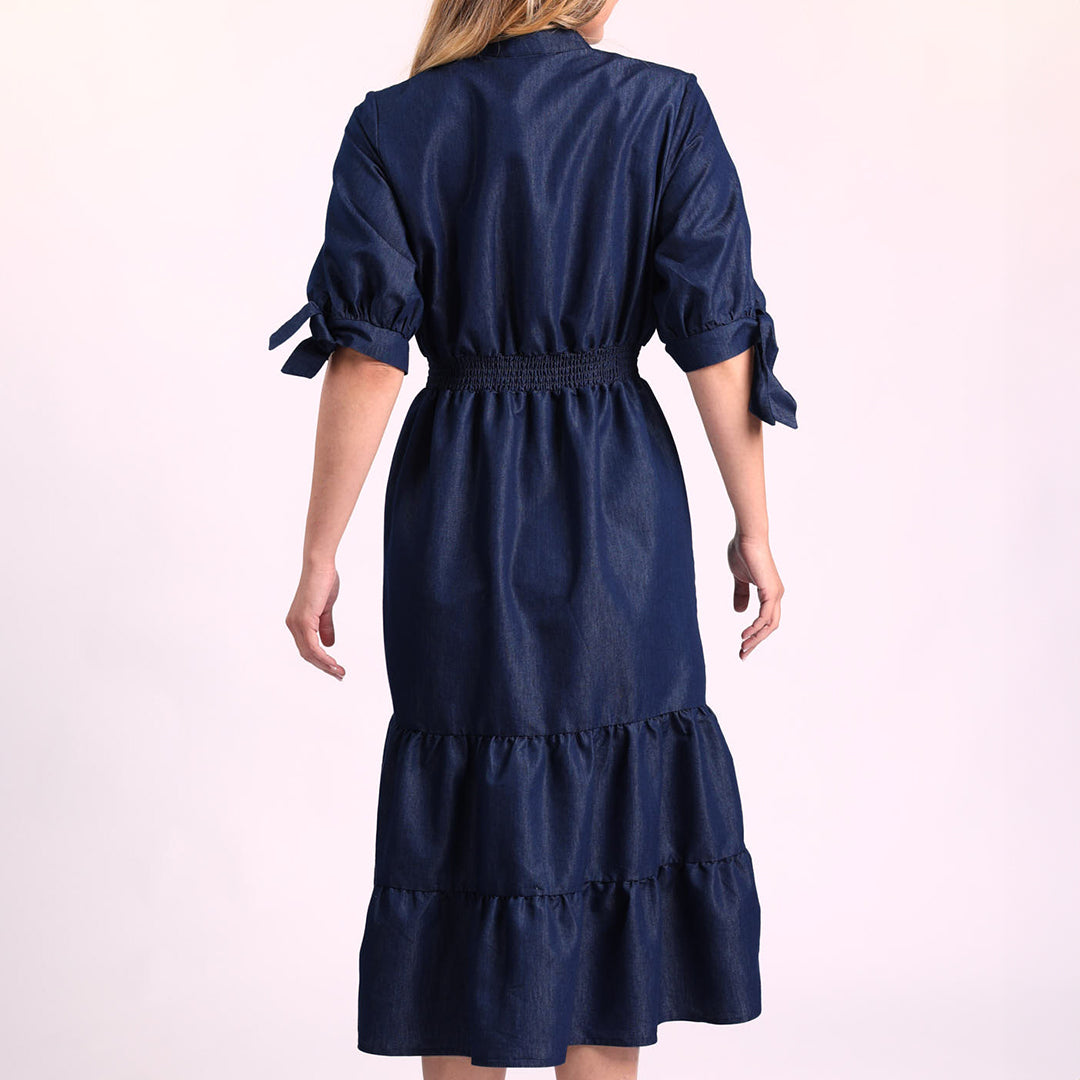 LADIES CIARRA DENIM TIERED DRESS