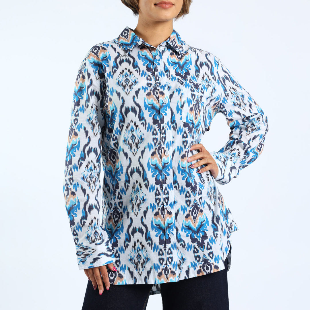 LADIES NAVY/STONE SHIRT