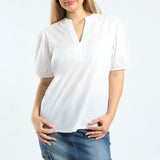 LADIES WHITE HENLEY SHIRT CIARRA Fashion Fusion
