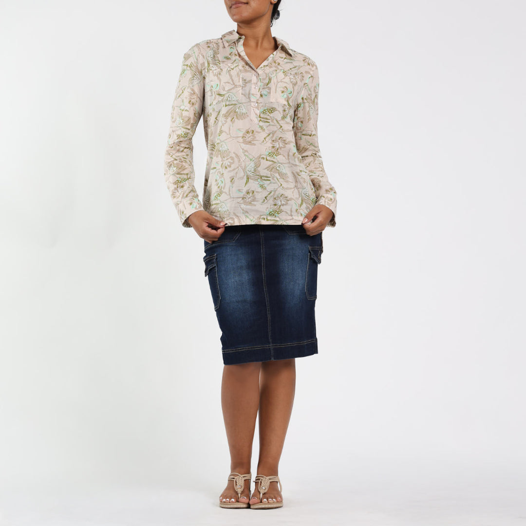 LADIES CIARRA STONE FLORAL SHIRT