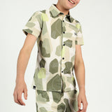Boys Cream Printed Resort Shirt