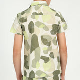Boys Cream Printed Resort Shirt