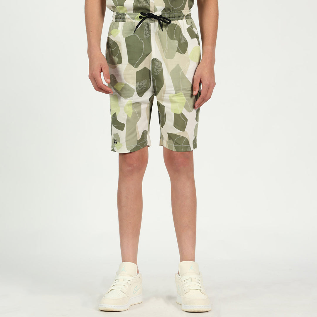 Boys Cream Printed Shorts