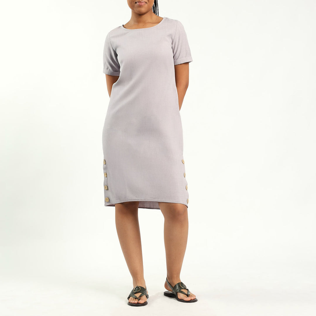 Light Stone Button Dress