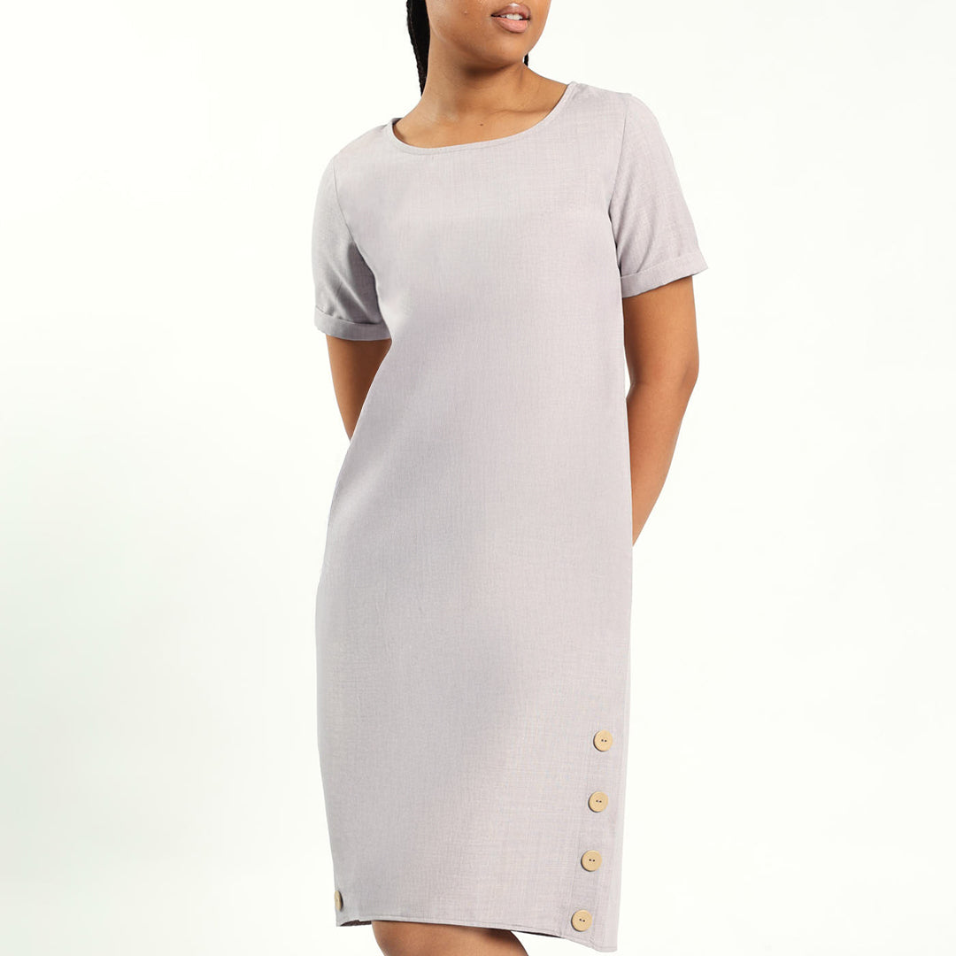 Light Stone Button Dress