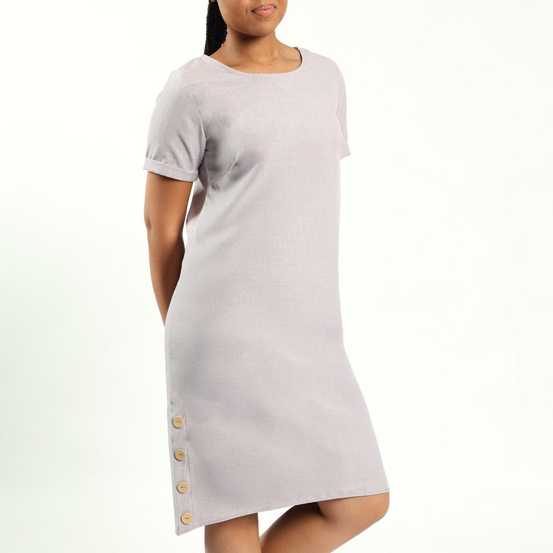 Light Stone Button Dress