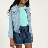 Girls Denim Studded Jacket