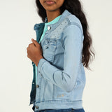Girls Denim Studded Jacket