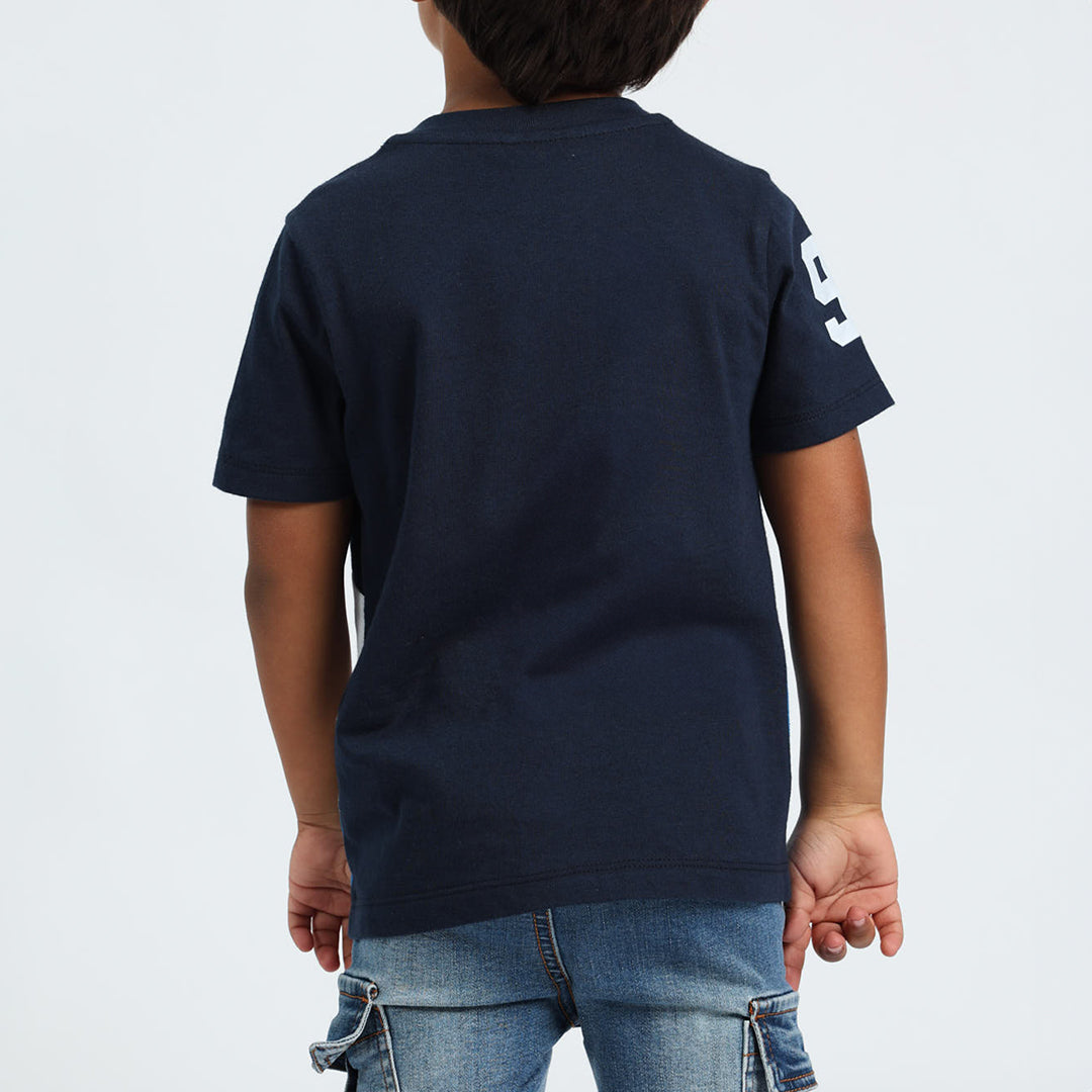Boys Navy Colour Block T-Shirt