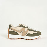 Nova Olive And Stone Sneaker.Wrapped Outsole.