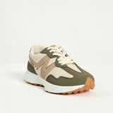 Nova Olive And Stone Sneaker.Wrapped Outsole.