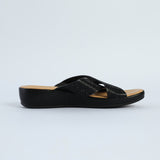 Comfort Push In Sandal.Black Diamante