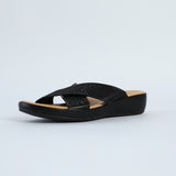 Comfort Push In Sandal.Black Diamante