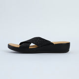 Comfort Push In Sandal.Black Diamante