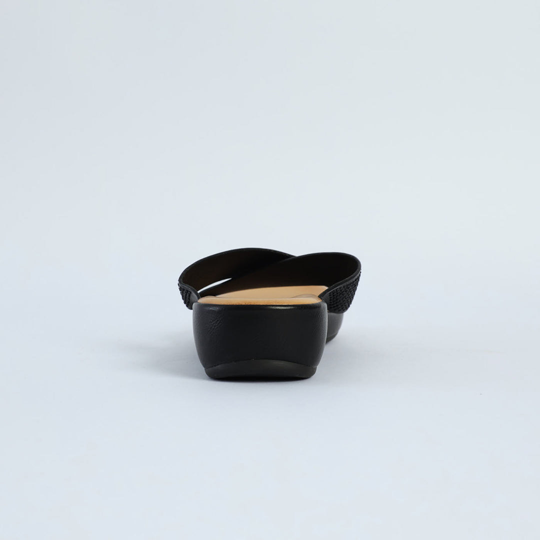 Comfort Push In Sandal.Black Diamante