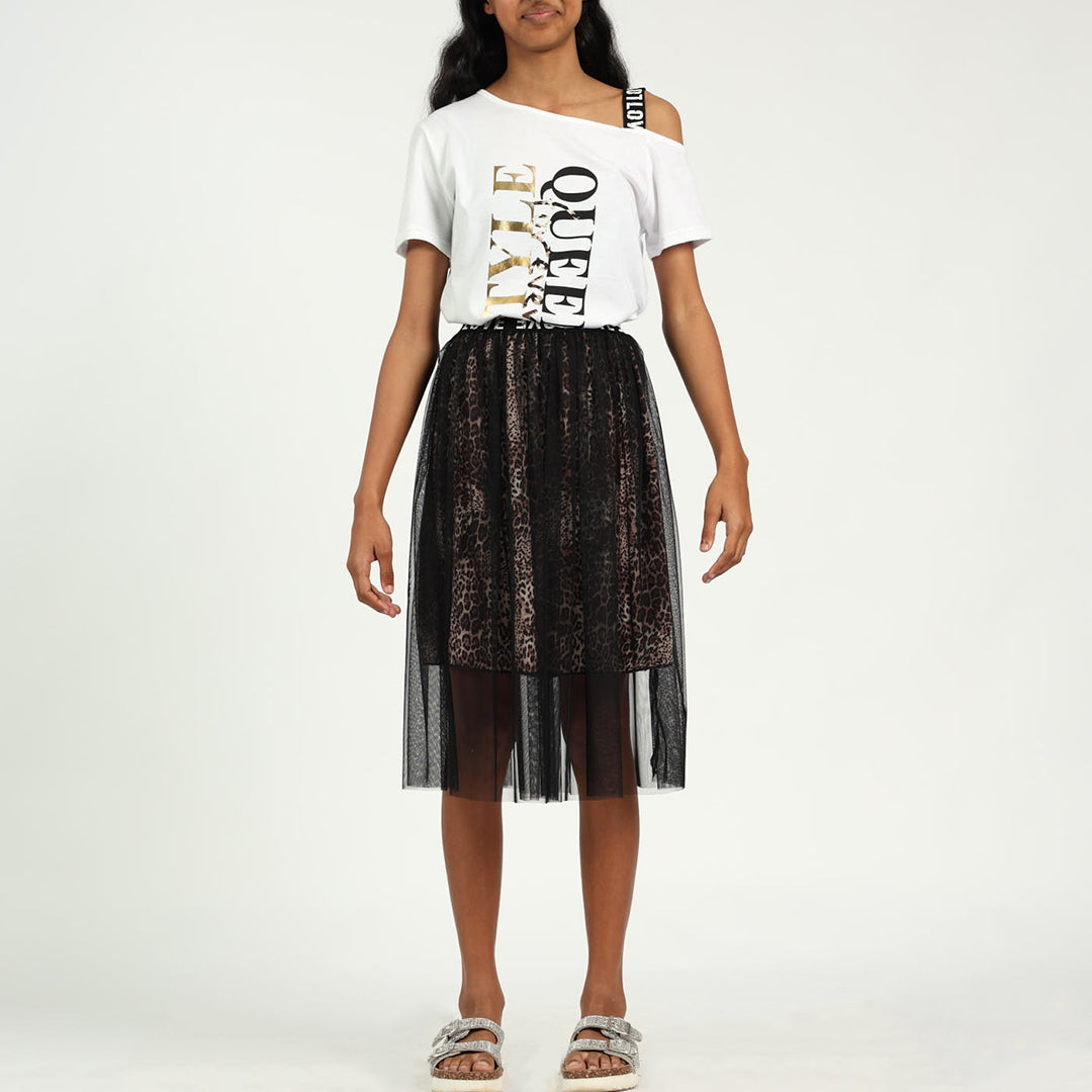 Black Leopard Printed Skirt