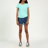 Big Girls Blue T-Shirt with Twist Detail