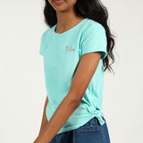 Big Girls Blue T-Shirt with Twist Detail