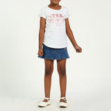Girls White Short sleeve top with Bow Detailing