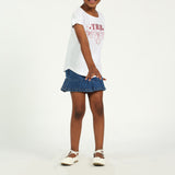 Girls White Short sleeve top with Bow Detailing