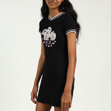 Girls Black Bodycon Dress with Graphic