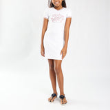 Girls White Bodycon dress with Graphic