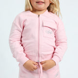 Girls Pink Zip Through Sweater