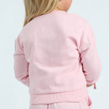 Girls Pink Zip Through Sweater