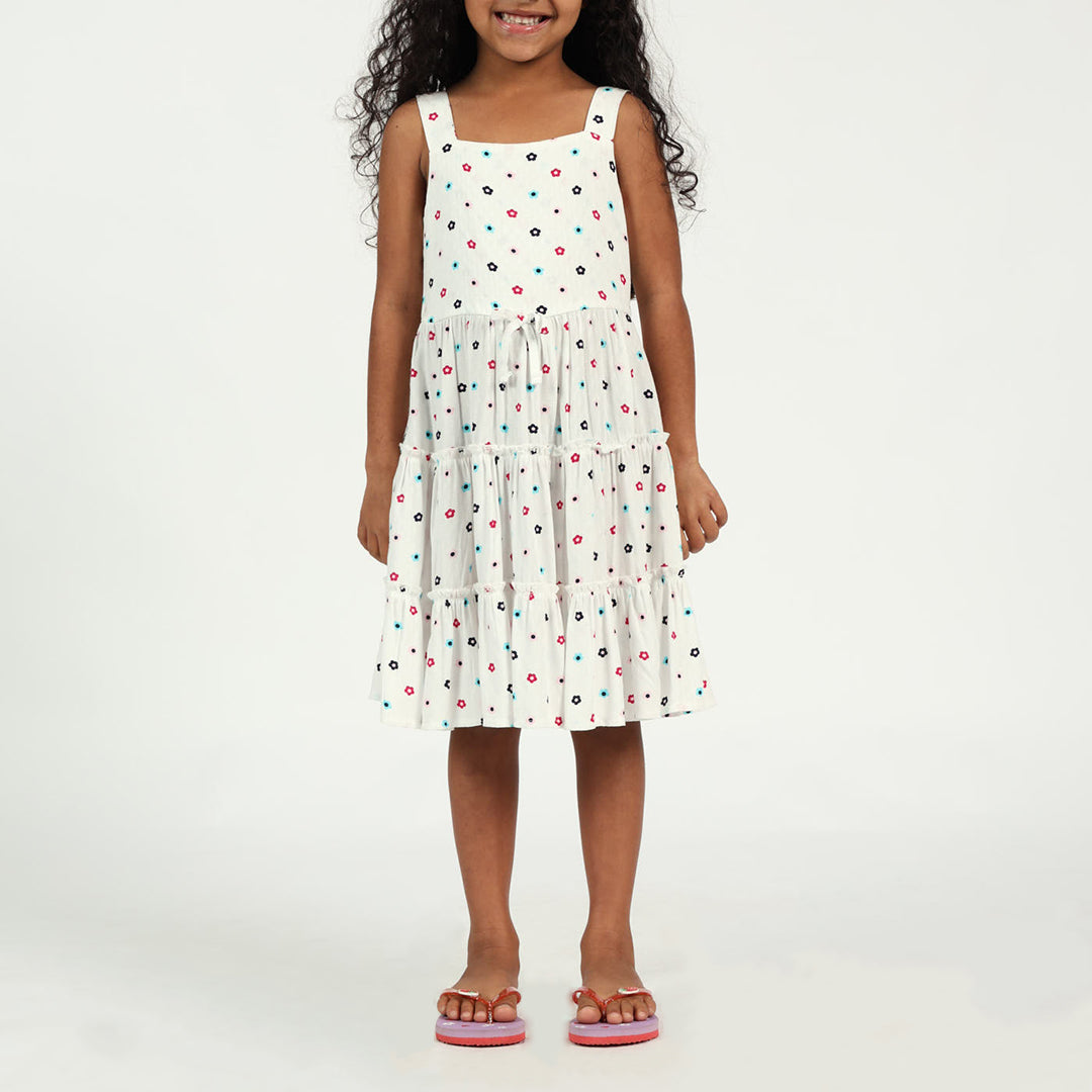 Girls Floral Shirring Dress