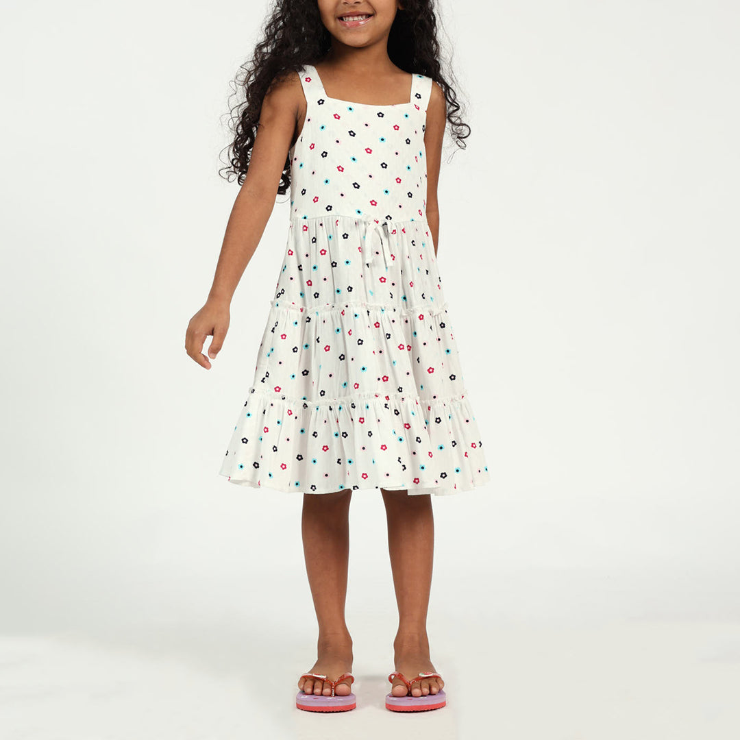 Girls Floral Shirring Dress