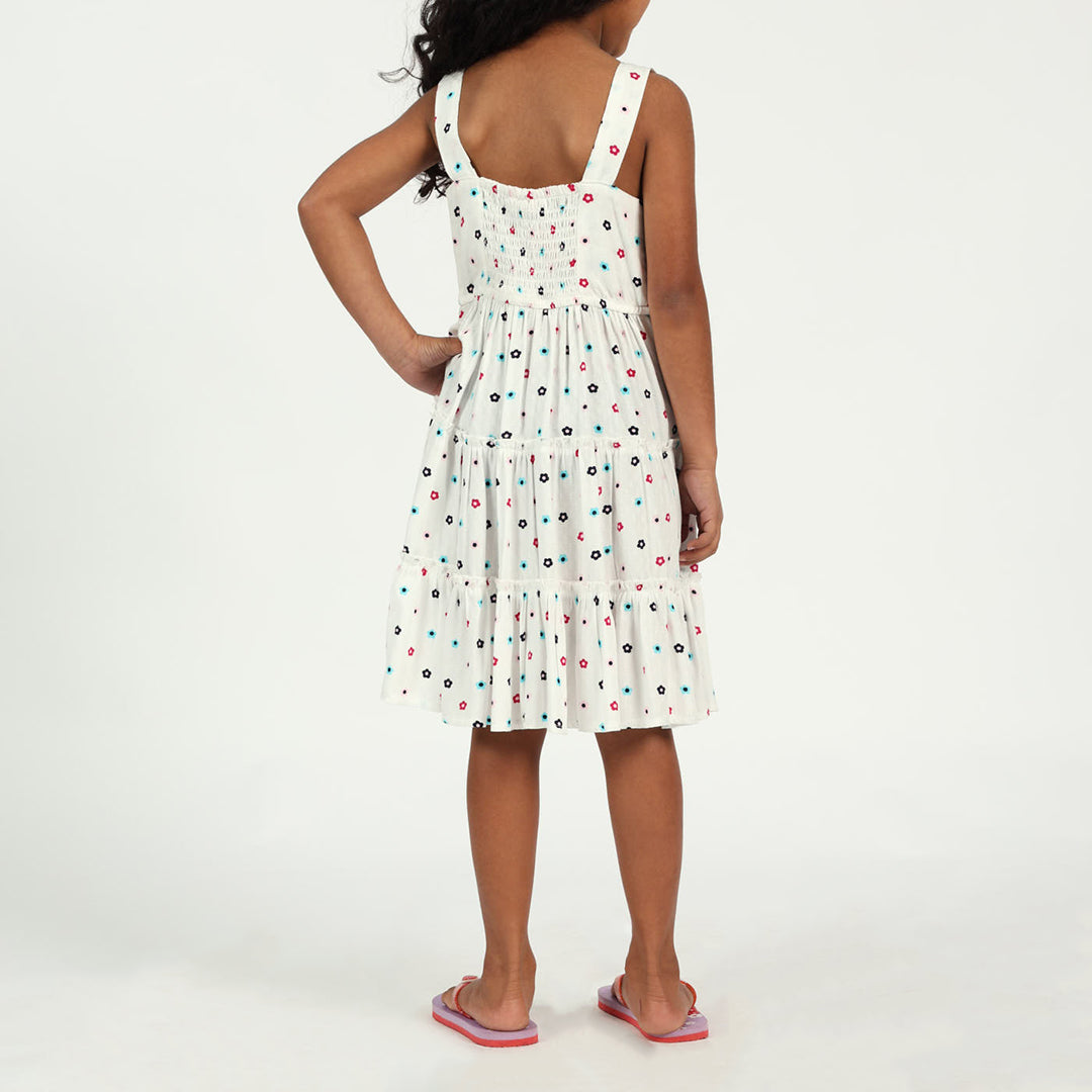 Girls Floral Shirring Dress