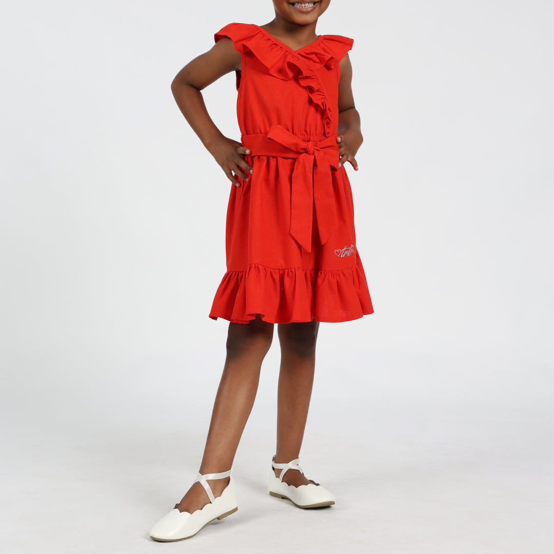 Girls Red Dress with Bow