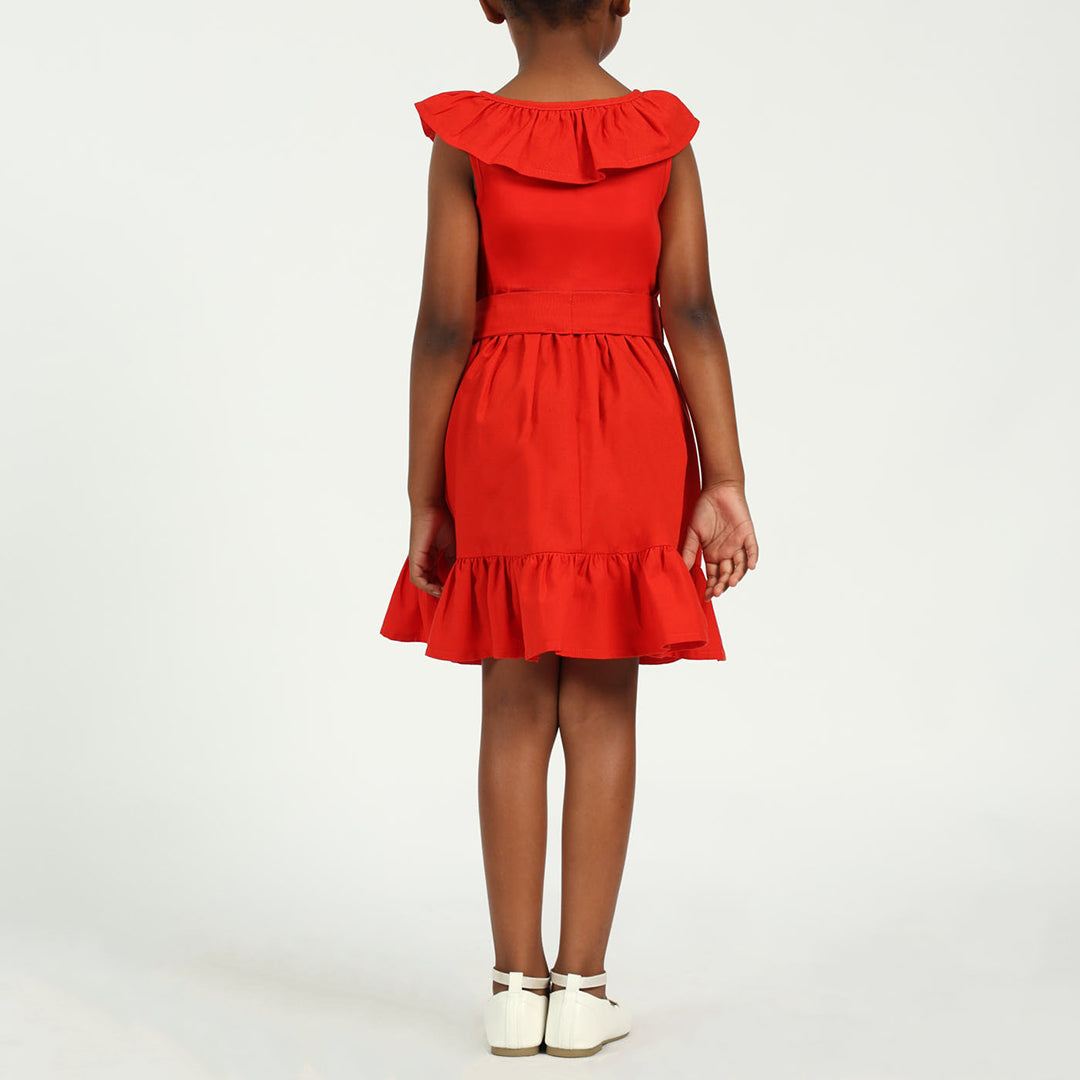 Girls Red Dress with Bow