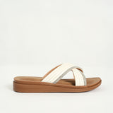 Criss Cross Comfort Sandal.Diamante Trim Detail.