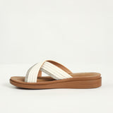 Criss Cross Comfort Sandal.Diamante Trim Detail.