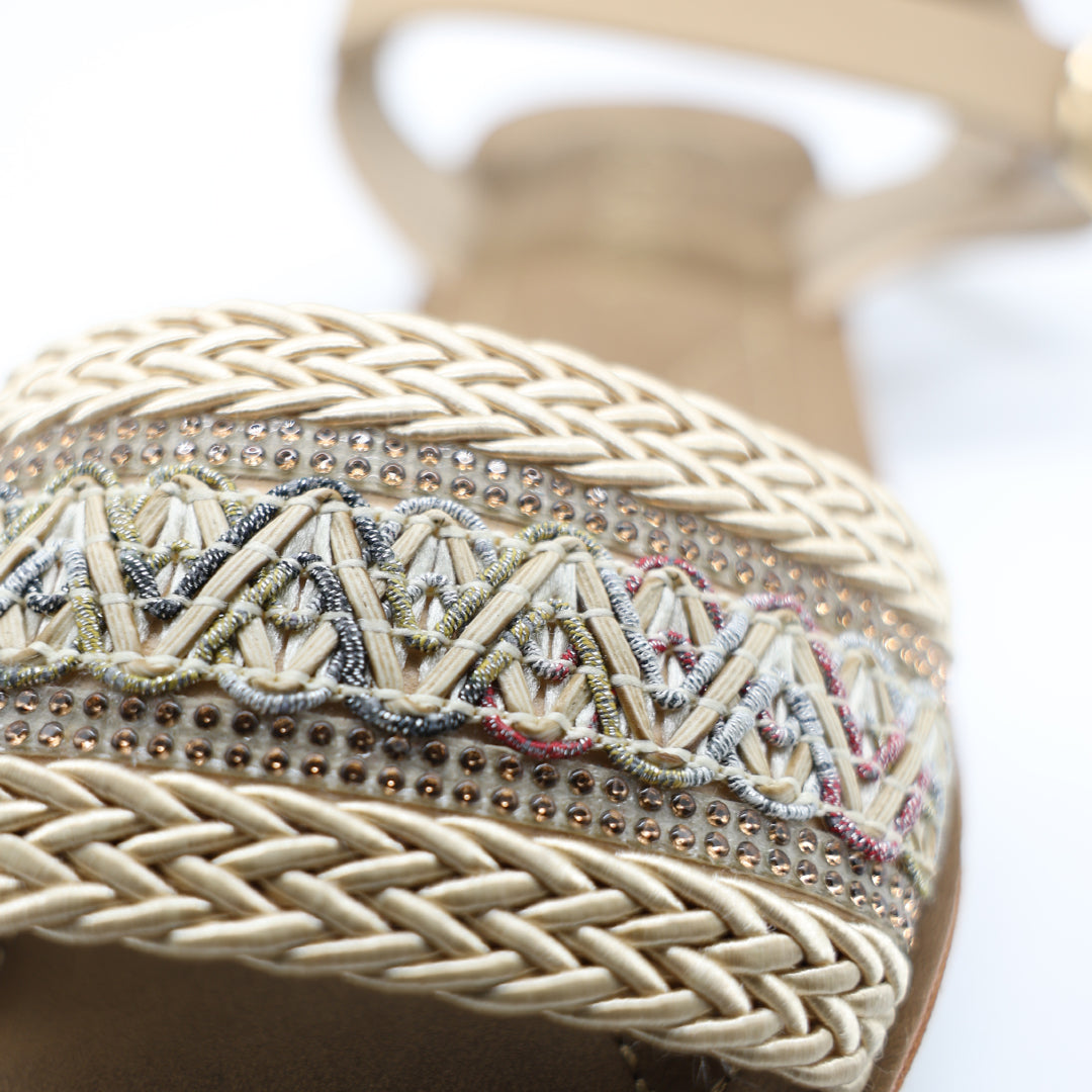 Weave Sandal.Diamante Trim Detail.