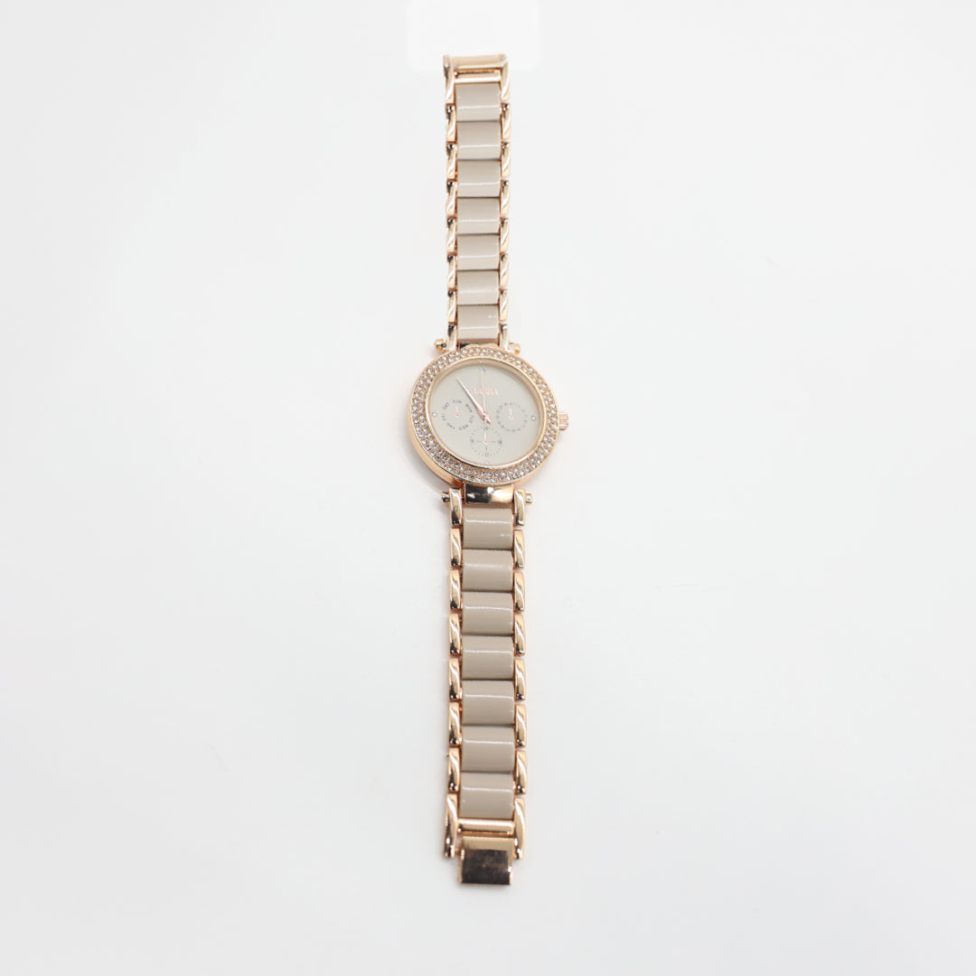 Metal Link Watch.Diamante Dial.