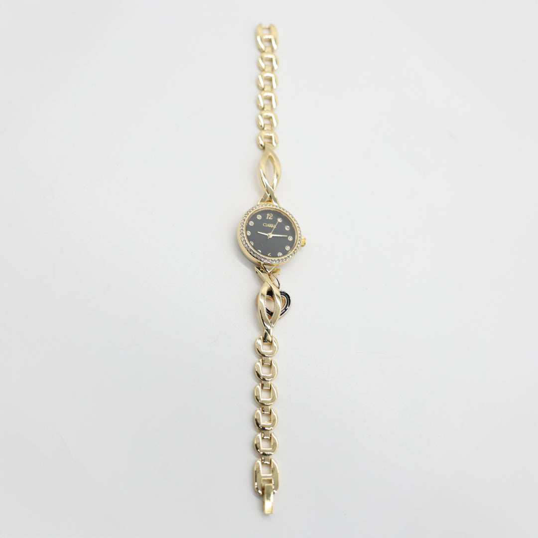 Twirled Strap Watch.Black Dial.